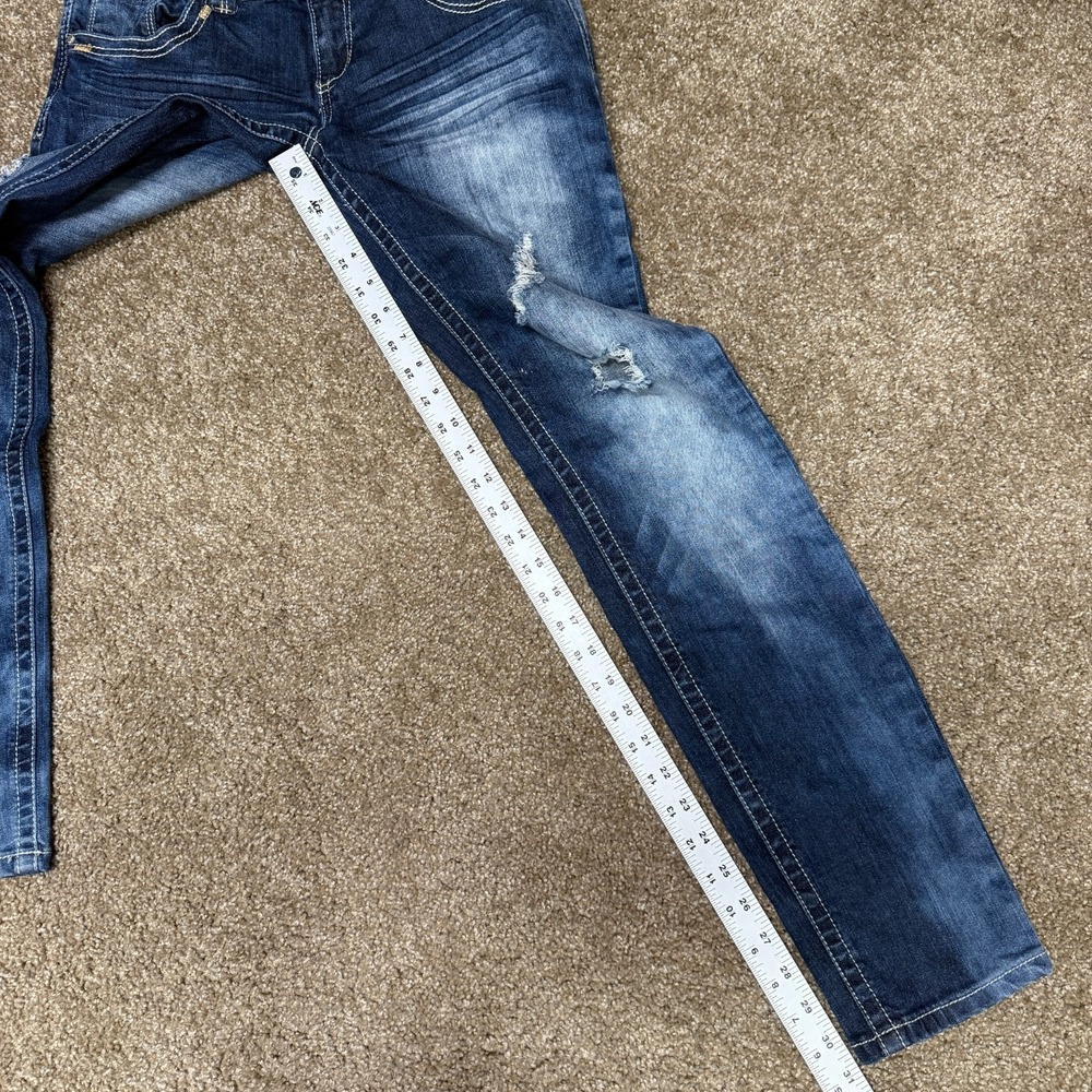 Almost Famous Skinny Jeans Distressed Low Rise Women 9 Blue Denim Cotton Stretch - Picture 9 of 13